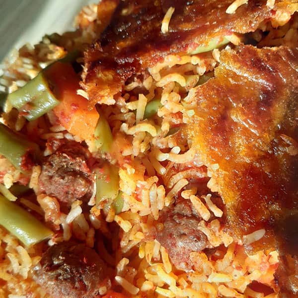 طرز تهیه لوبیا پلو با گوشت قلقلی