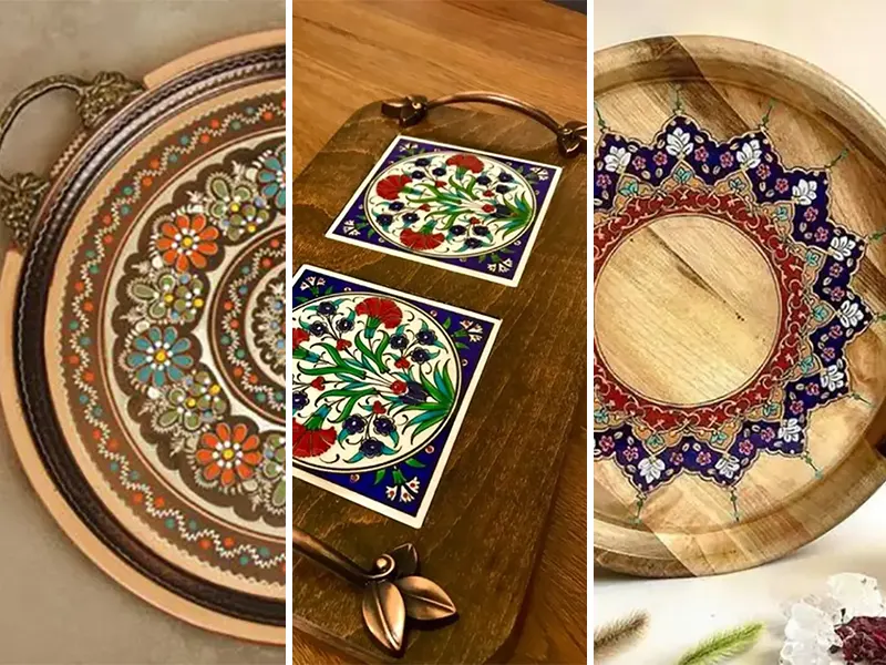 سینی چوبی با طرح تذهیب