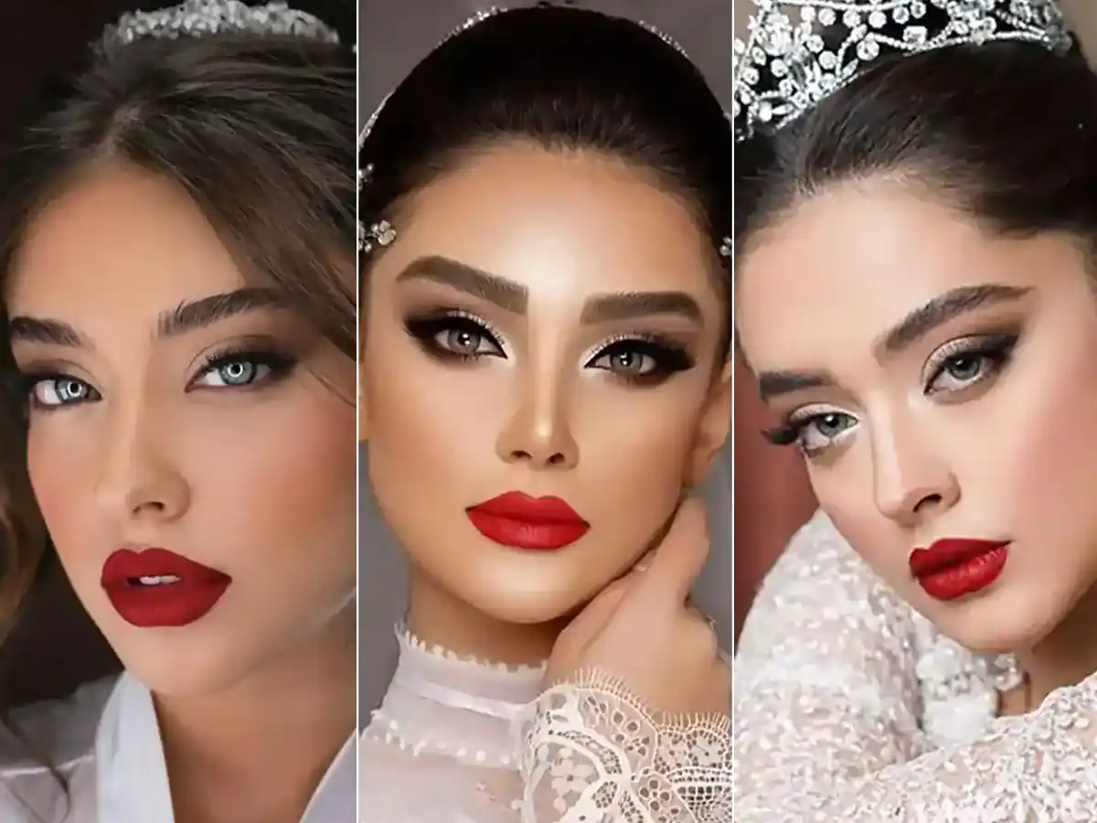 میکاپ عروس با رژ قرمز یونیک