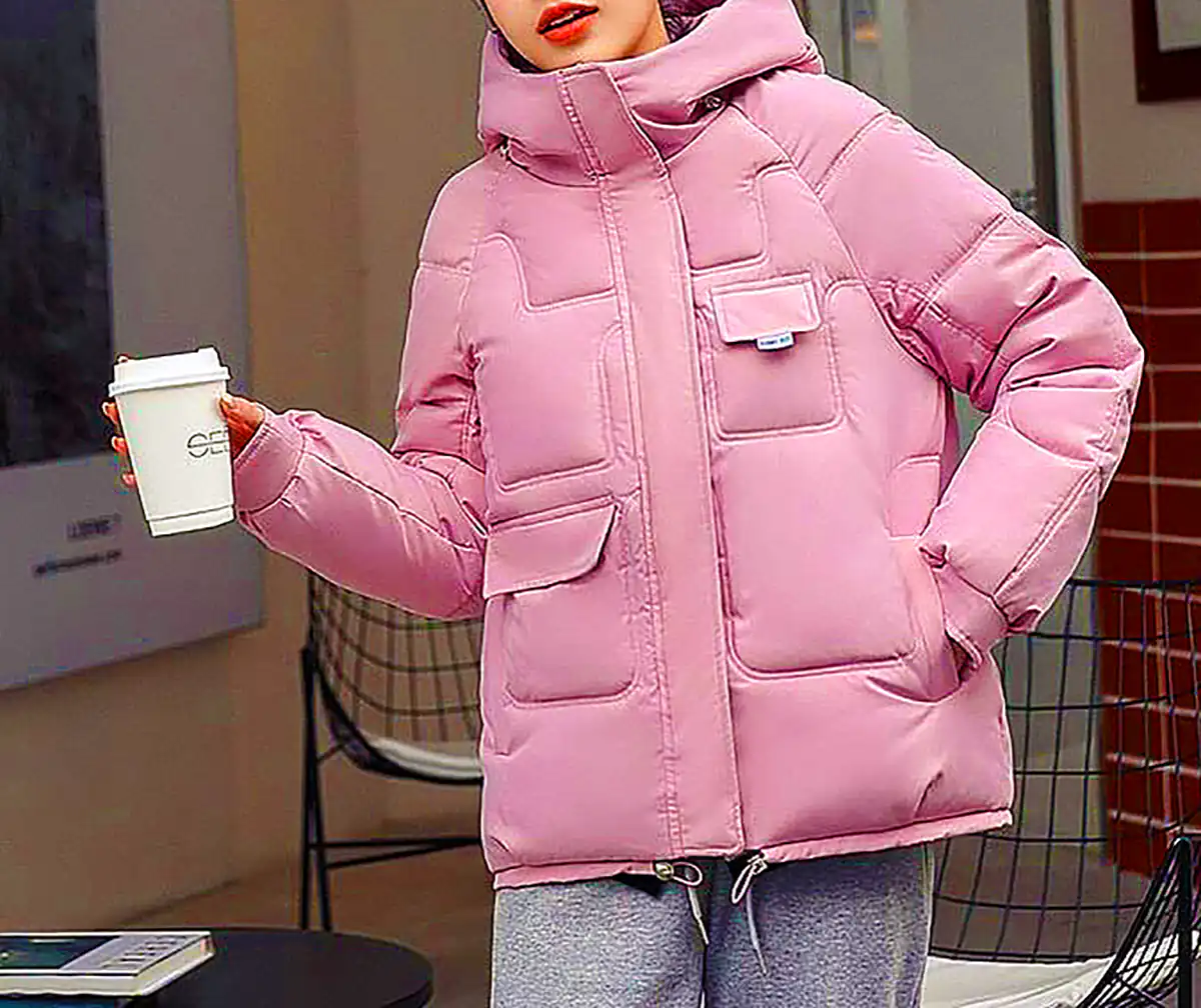 کاپشن پفی صورتی