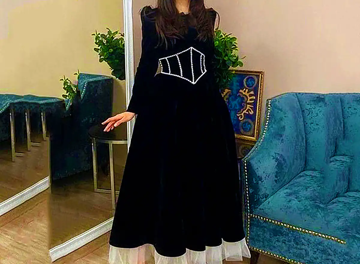 پیراهن مخمل مشکی مجلسی