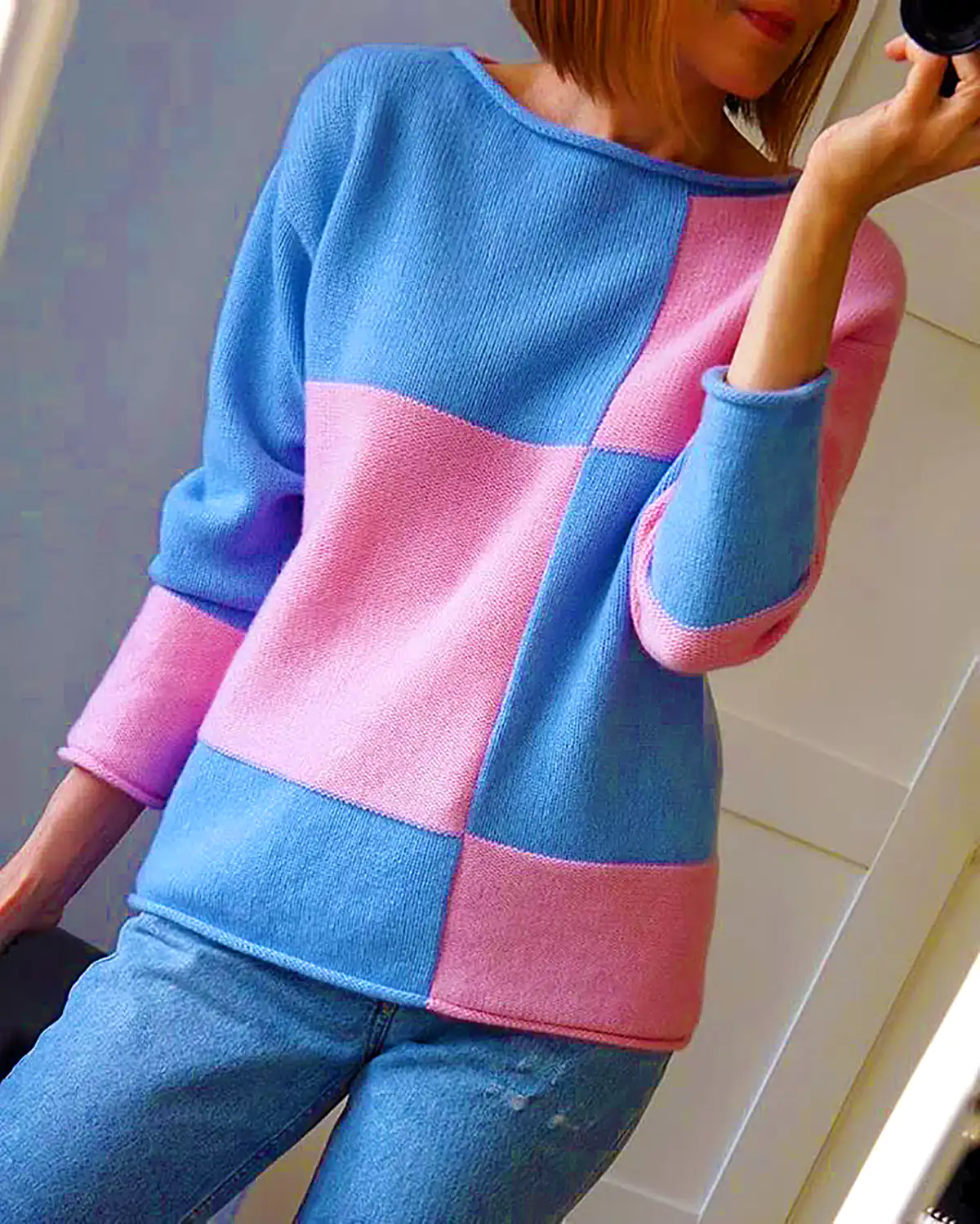 ژاکت بافتنی رنگی زنانه