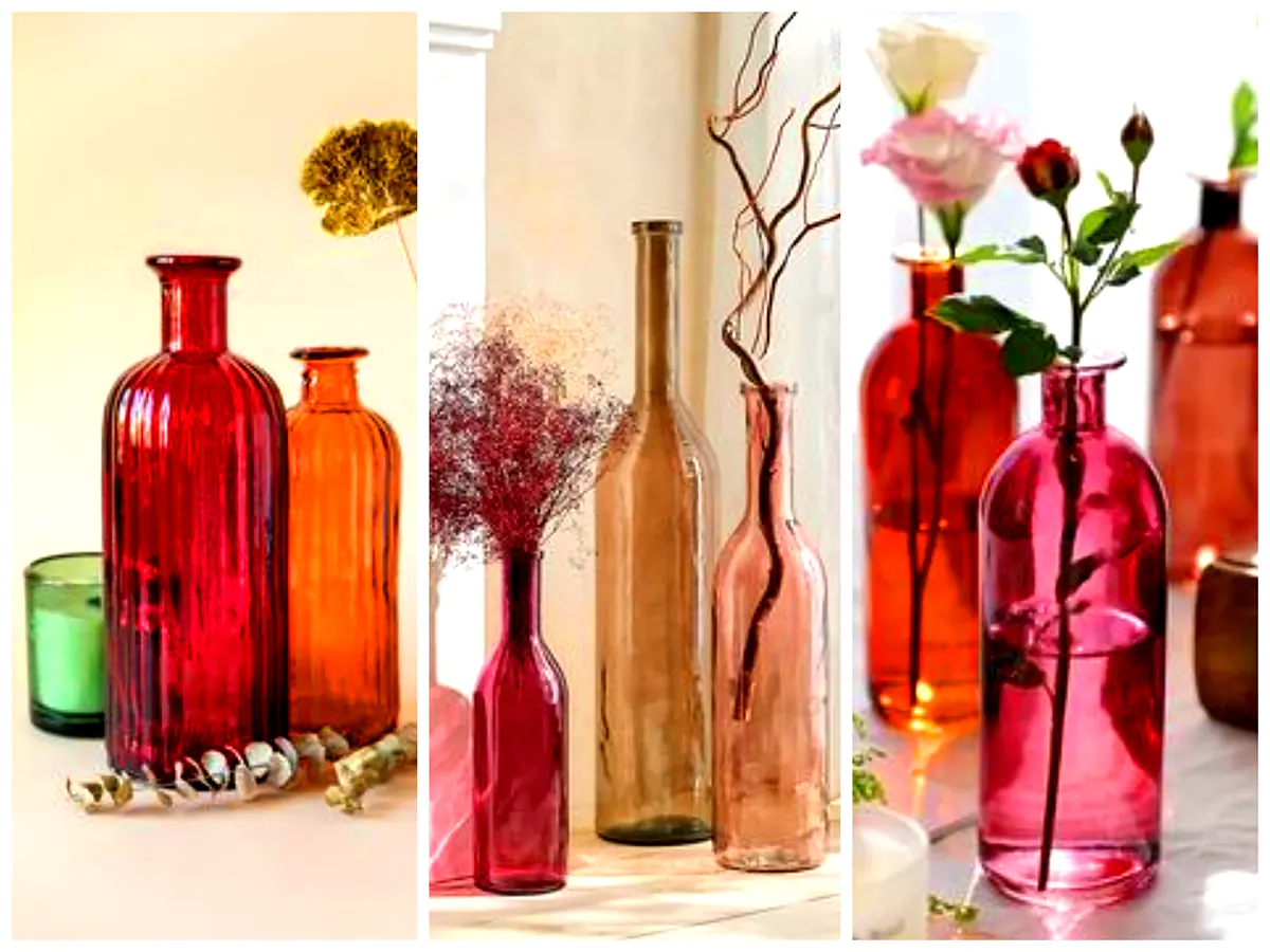 گلدون شیشه ای رنگی