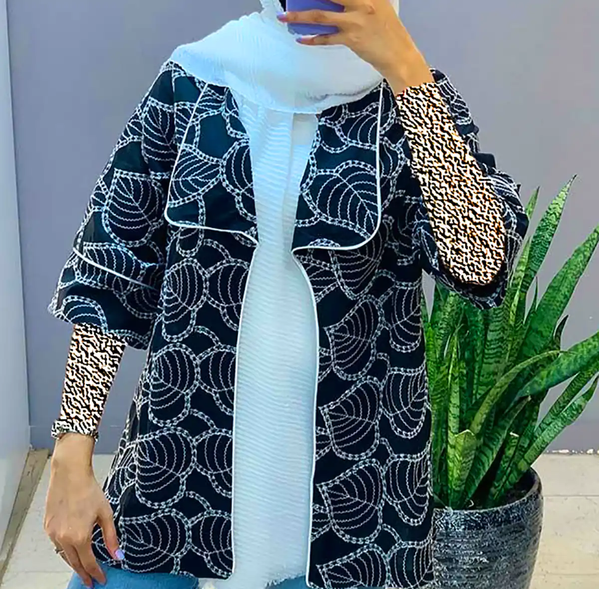 کت پوپلین طرحدار