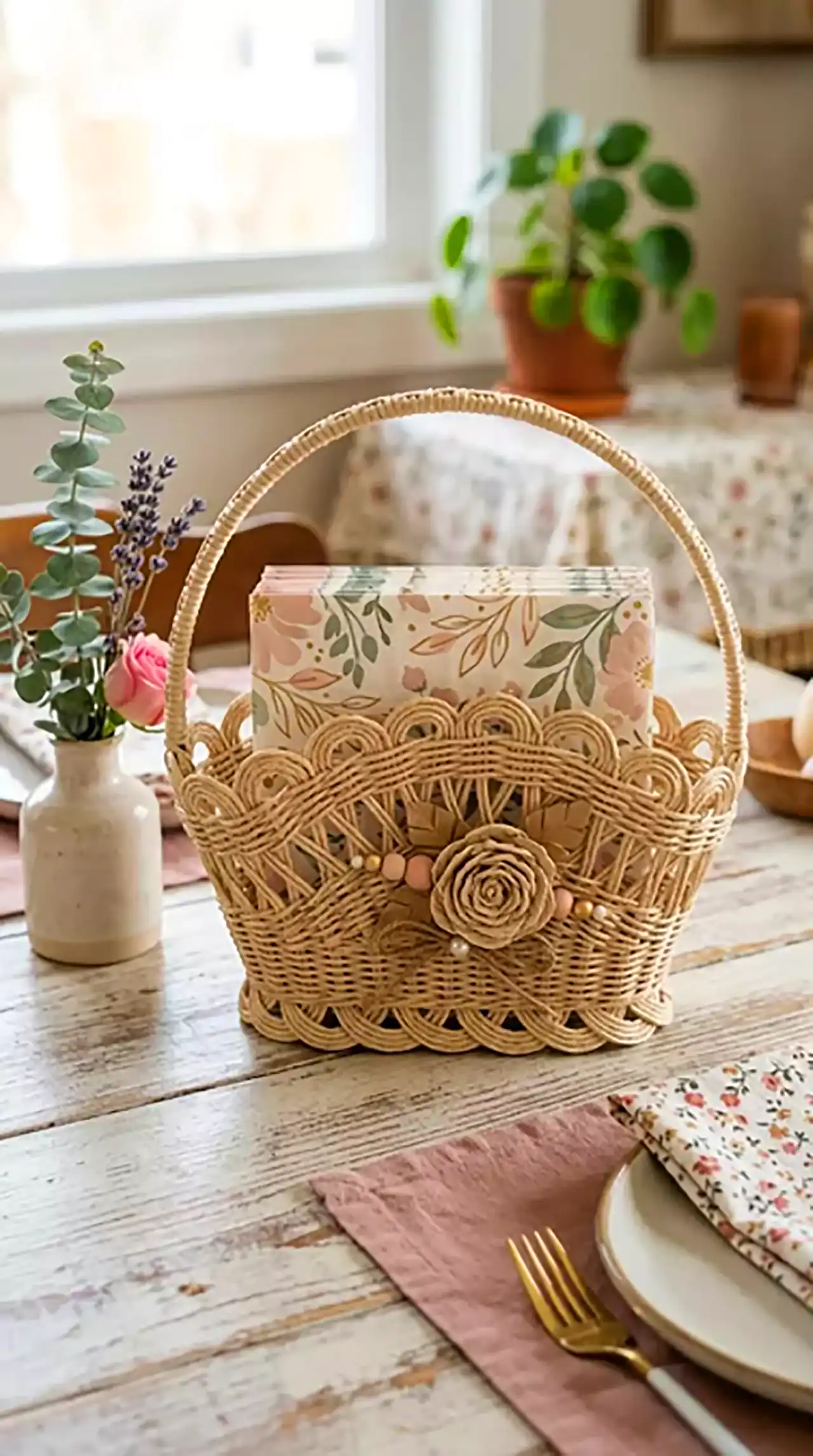 جادستمالی حصیری گلدار