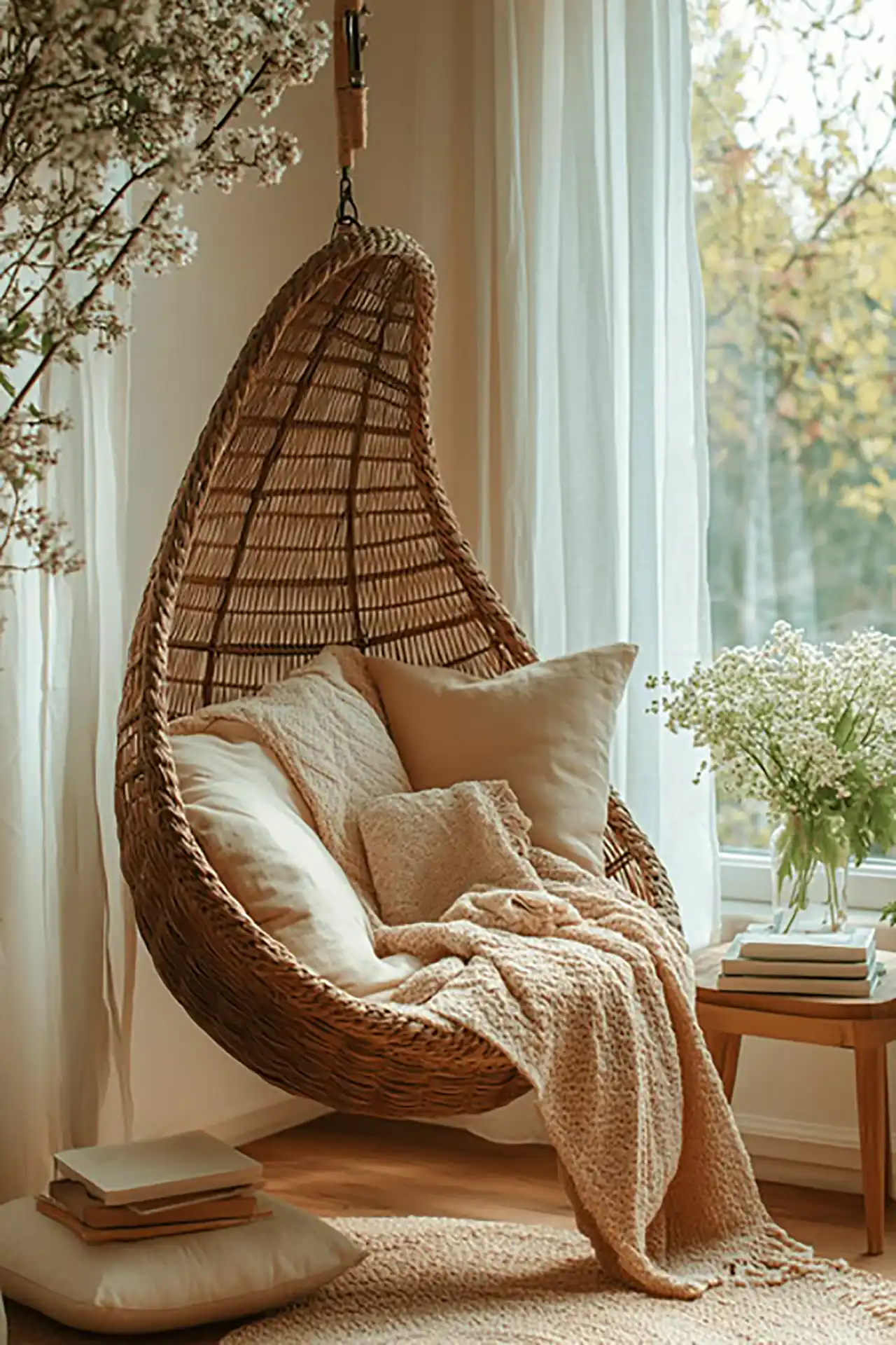 صندلی آویز حصیری دنج 
