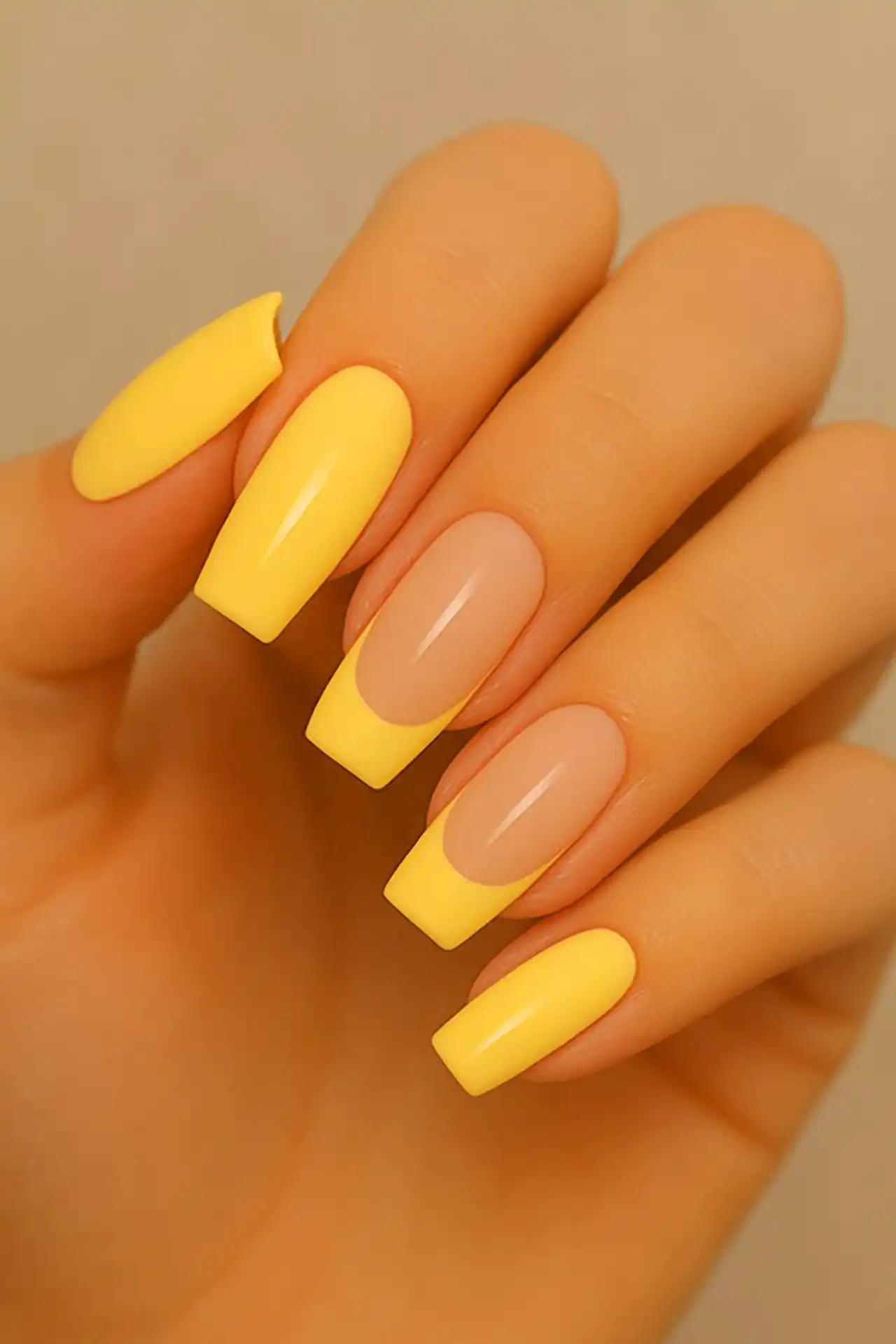 طراحی ناخن زرد مدرن