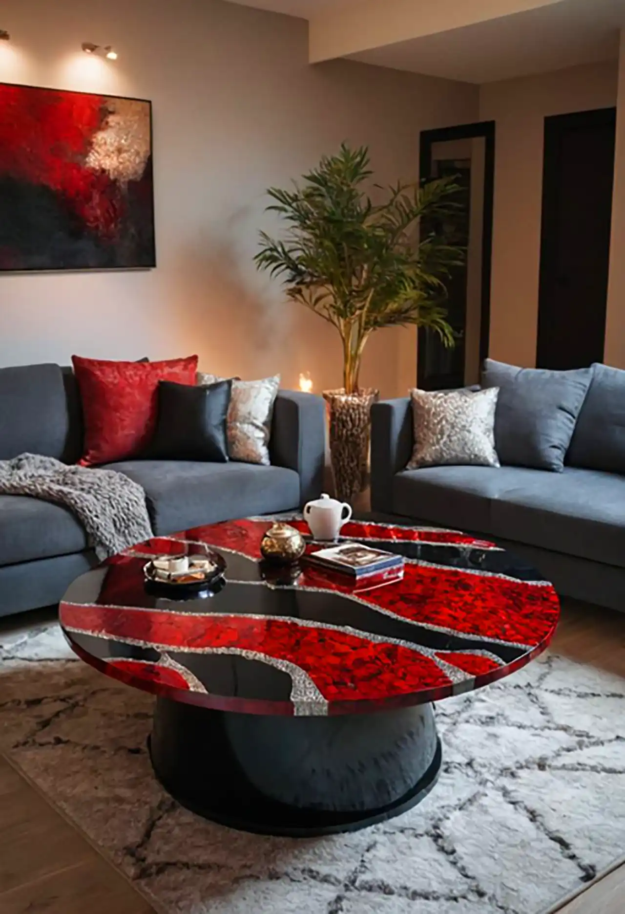 میز عسلی رزینی شیک با طرح خاص