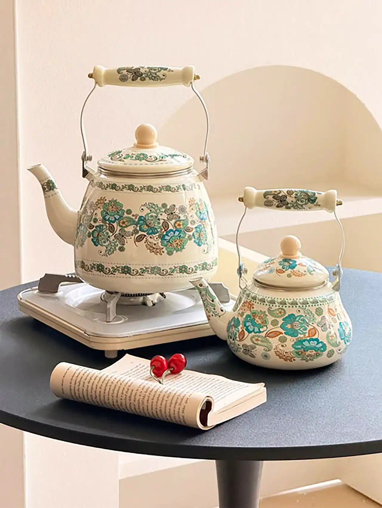 سرویس چایخوری لعابی رنگی