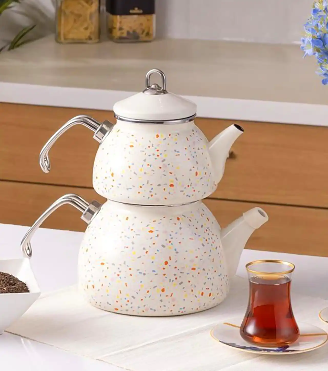 سرویس چایخوری لعابی رنگی