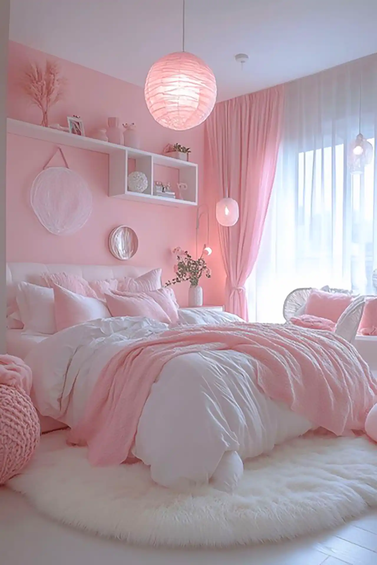 چیدمان اتاق خواب با تم صورتی باربی
