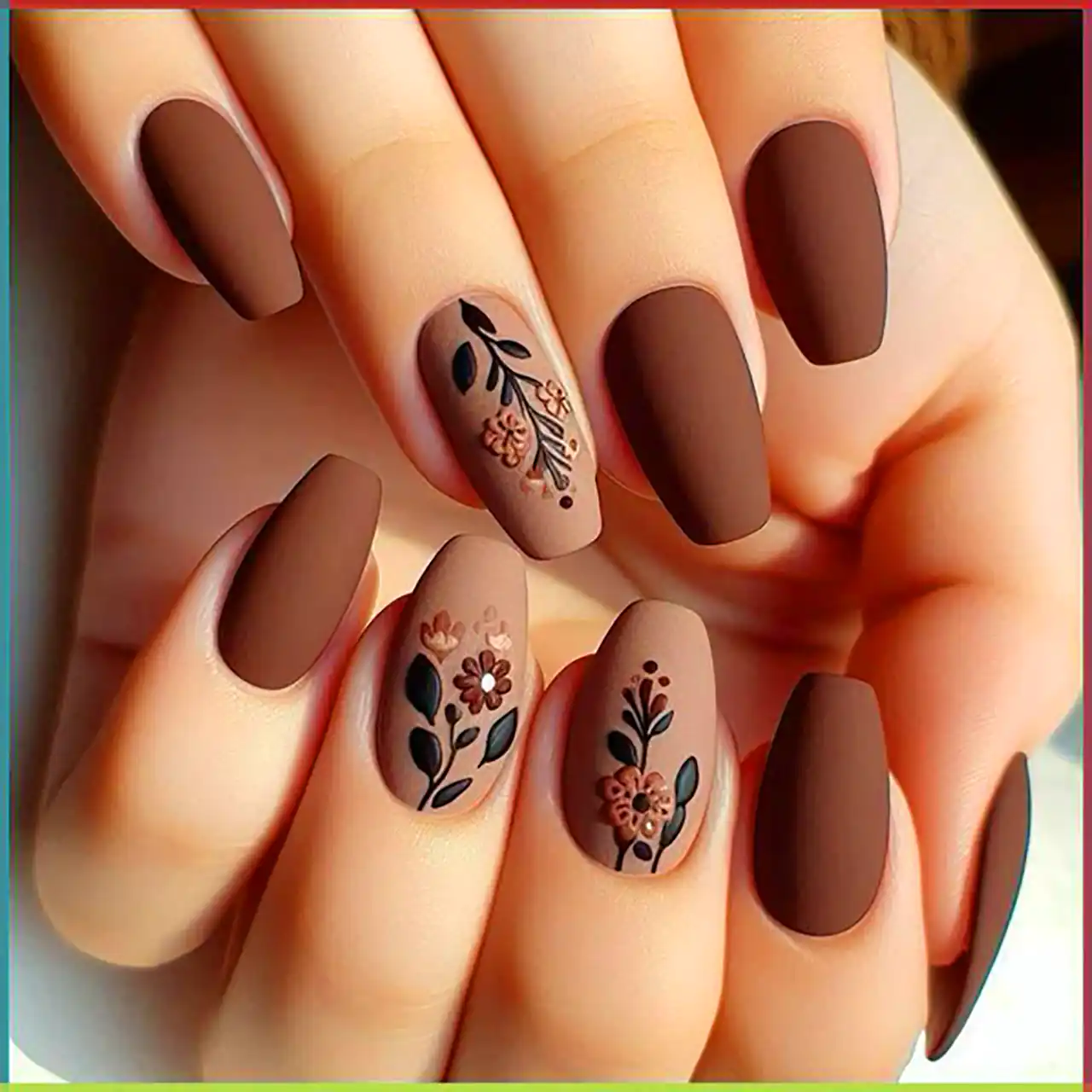 دیزای ناخن با تم موکا