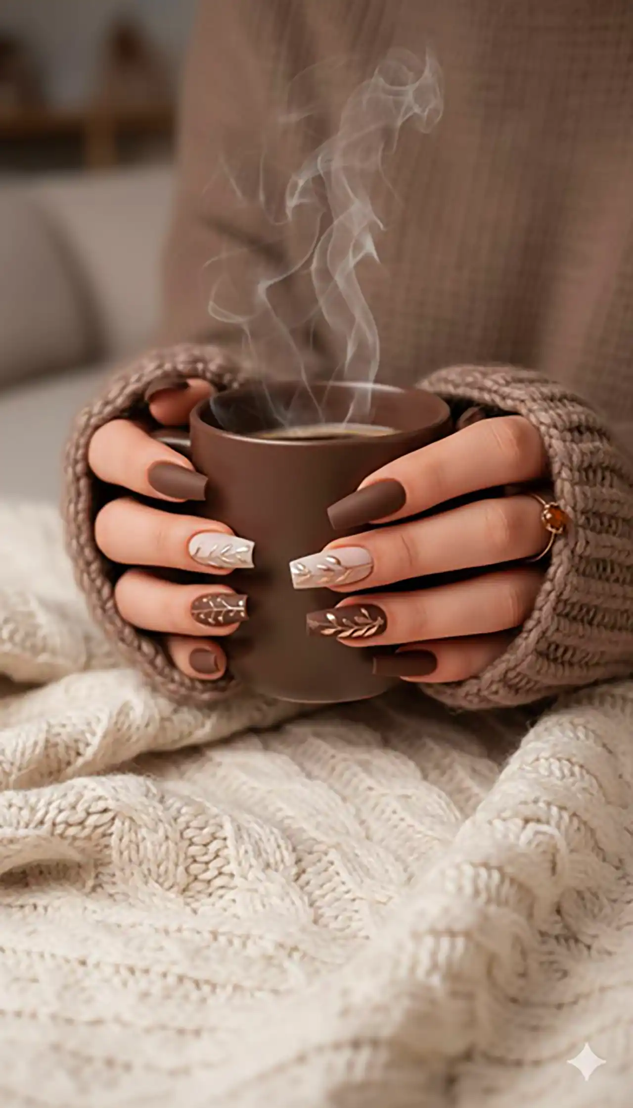 دیزای ناخن با تم موکا