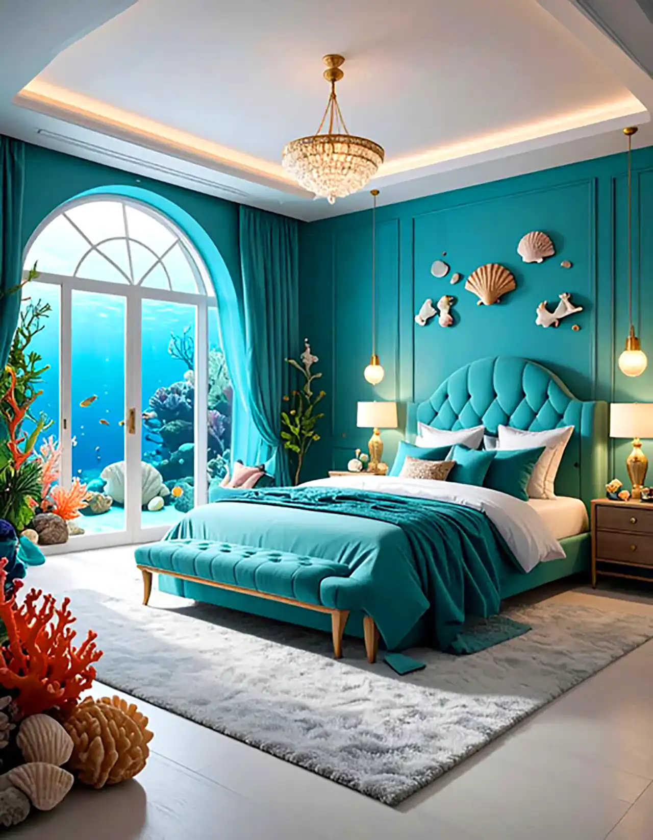 دیزاین اتاق خواب طرح دریایی