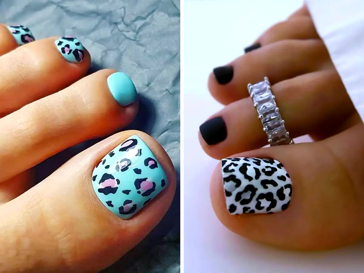 دیزاین ناخن پا پلنگی؛ ۱۵ ترکیب رنگ خیره‌کننده + نکات انتخاب لاک مناسب
